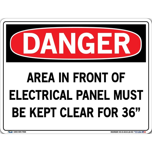 Sign, Danger, 12.5x9.5", .011, Label/Decal, SI-D-48-B-LB-011